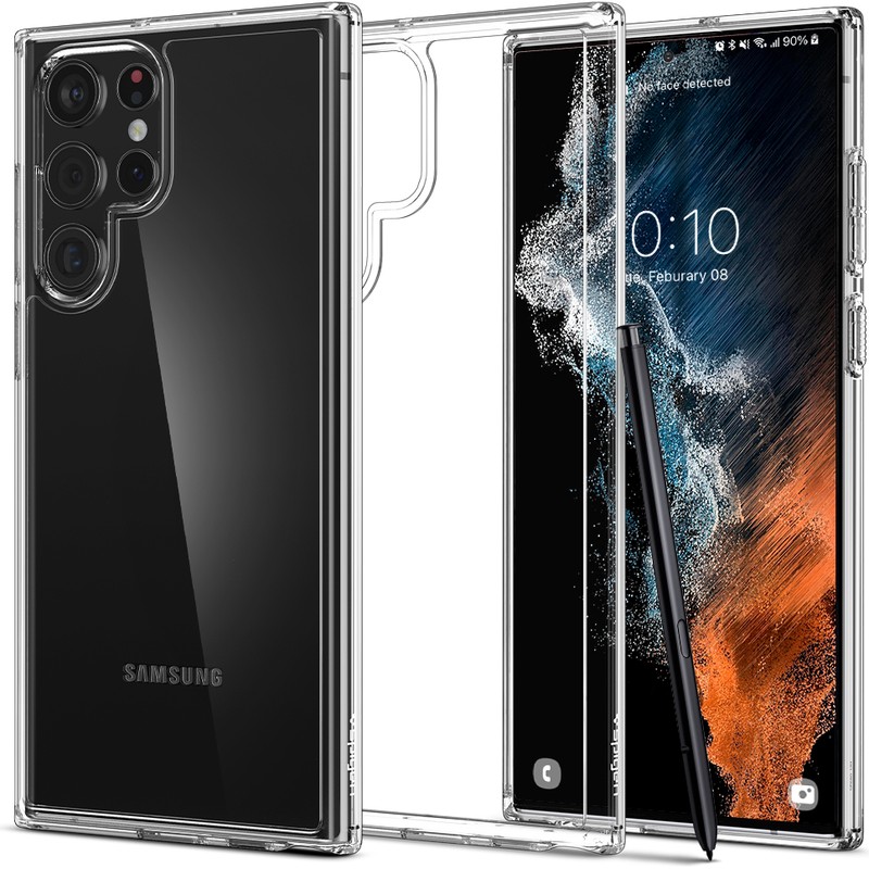 Oryginalne etui Ultra Hybrid (Crystal Clear) od marki Spigen dla Galaxy S22 Ultra